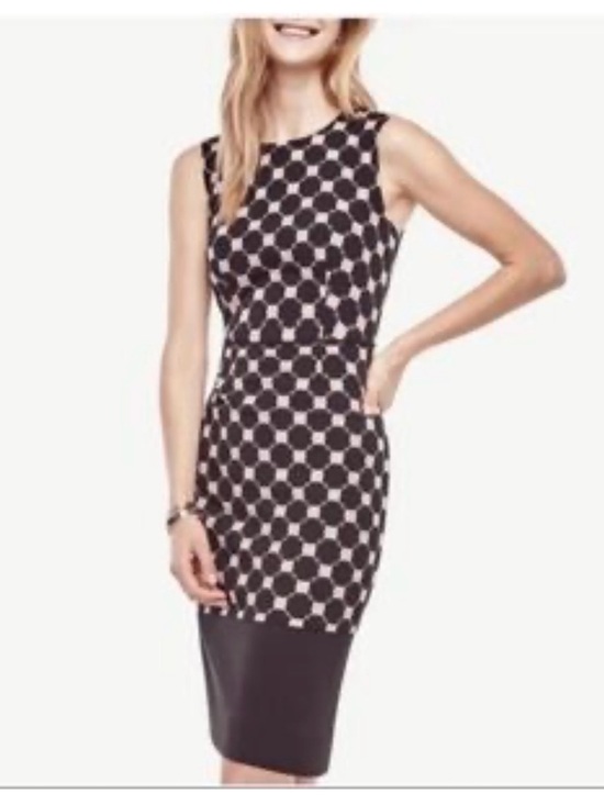 Ann Taylor Dresses & Skirts - Ann Taylor Black & Pink Geometric Midi Sheath Dress